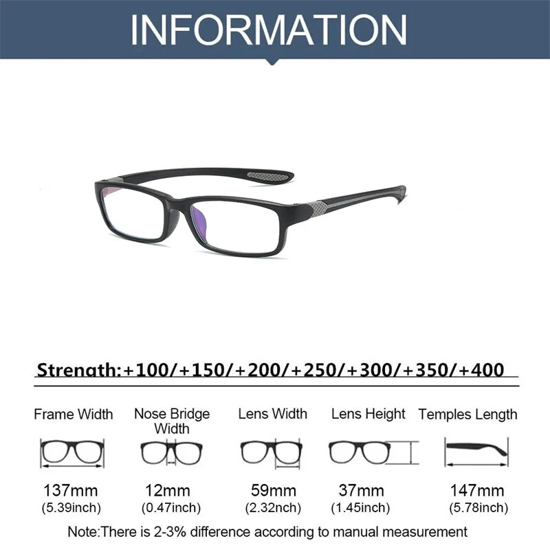 Ultralight Sports Reading Glasses Anti-blue Light Eyewear Glasses TR90 Frame Presbyopia Eyeglasses for Men Women — view 4