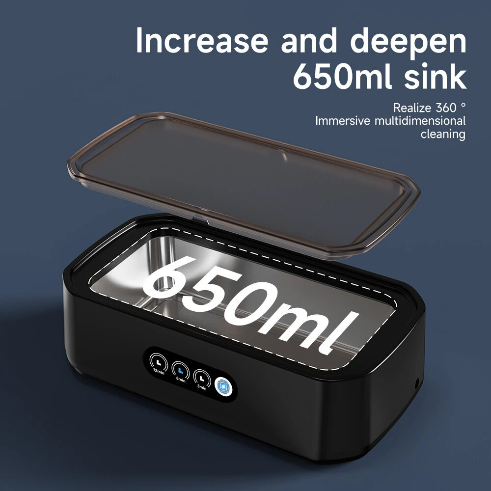 Ultrasonic Cleaner Multi-functional 650ml Touch Control 48kHz High-Frequency for Jewelry Eyeglasses Dental Appliances Silent Operation UV Sterile Cover — view 5
