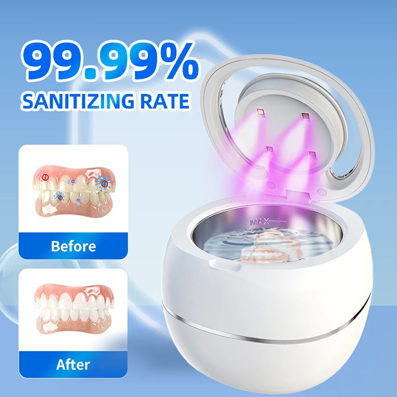 Ultrasonic Denture Cleaner UV Disinfection Children's Electric Toothbrush Head Cleaning Dual Cleaning Modes Braces Jewelry Cleaner — view 5