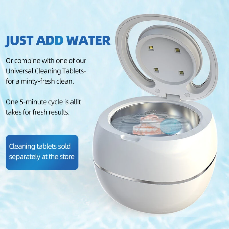 Ultrasonic Denture Cleaner UV Disinfection Children's Electric Toothbrush Head Cleaning Dual Cleaning Modes Braces Jewelry Cleaner — view 6