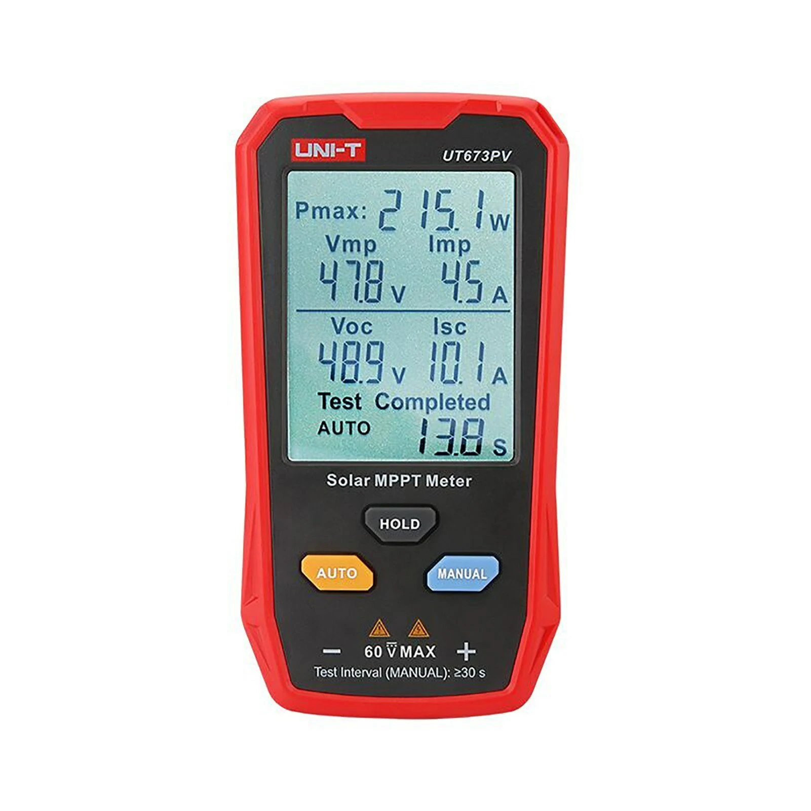 UNI-T Solar MPPT Meter UT673PV 5~800W Solar Power Maximum Point Tracker MPPT Tester with Pmax Voc Isc Measurement Large LCD Display Over Voltage and Current Protection Ideal for PV Panel Testing and Maintenance — UNI-T