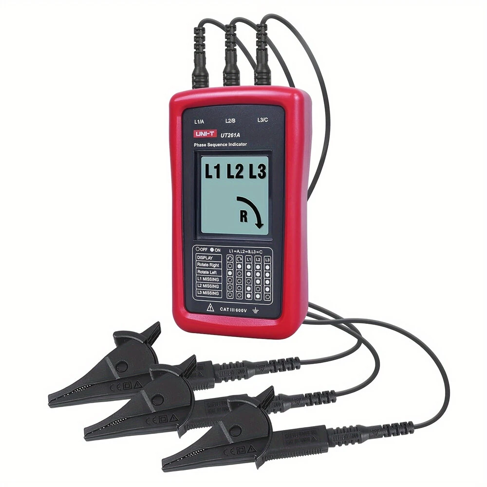 UNI-T UT261A 3 Phase Sequence Tester AC Phase Rotation Meter Voltage Range 40V- 690V LCD Display IEC Safety Standard CAT III 600V Electrical Testing Tool — view 2