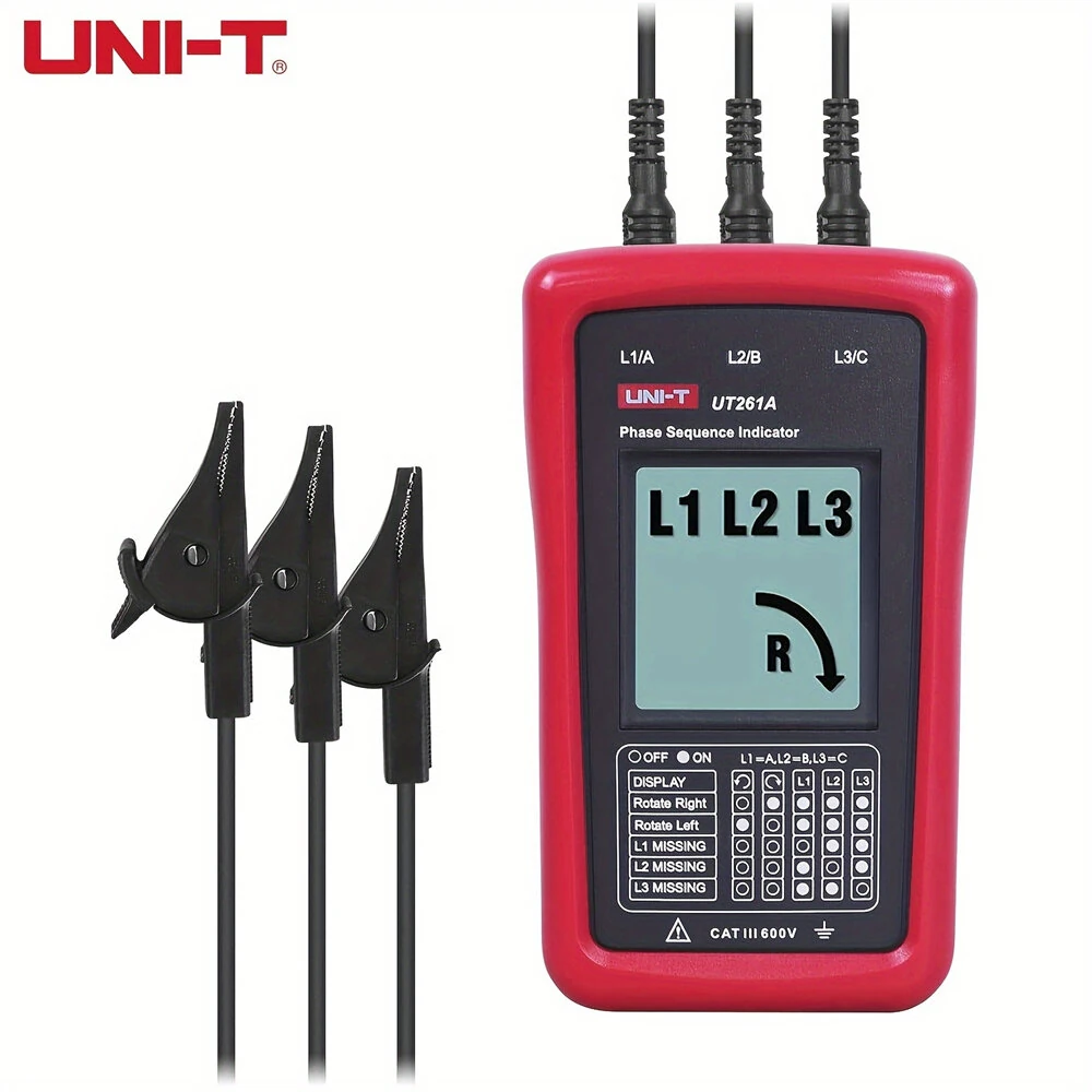 UNI-T UT261A 3 Phase Sequence Tester AC Phase Rotation Meter Voltage Range 40V- 690V LCD Display IEC Safety Standard CAT III 600V Electrical Testing Tool — view 3