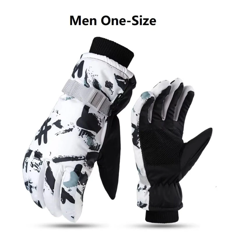 Unisex PU Leather Waterproof Ski Gloves Anti-slip Touch Screen Motorcycle Cycling Fleece Warm Snow Sports Snowboard Winter Gloves — view 8