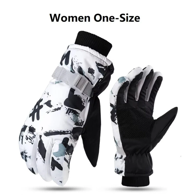 Unisex PU Leather Waterproof Ski Gloves Anti-slip Touch Screen Motorcycle Cycling Fleece Warm Snow Sports Snowboard Winter Gloves — view 9
