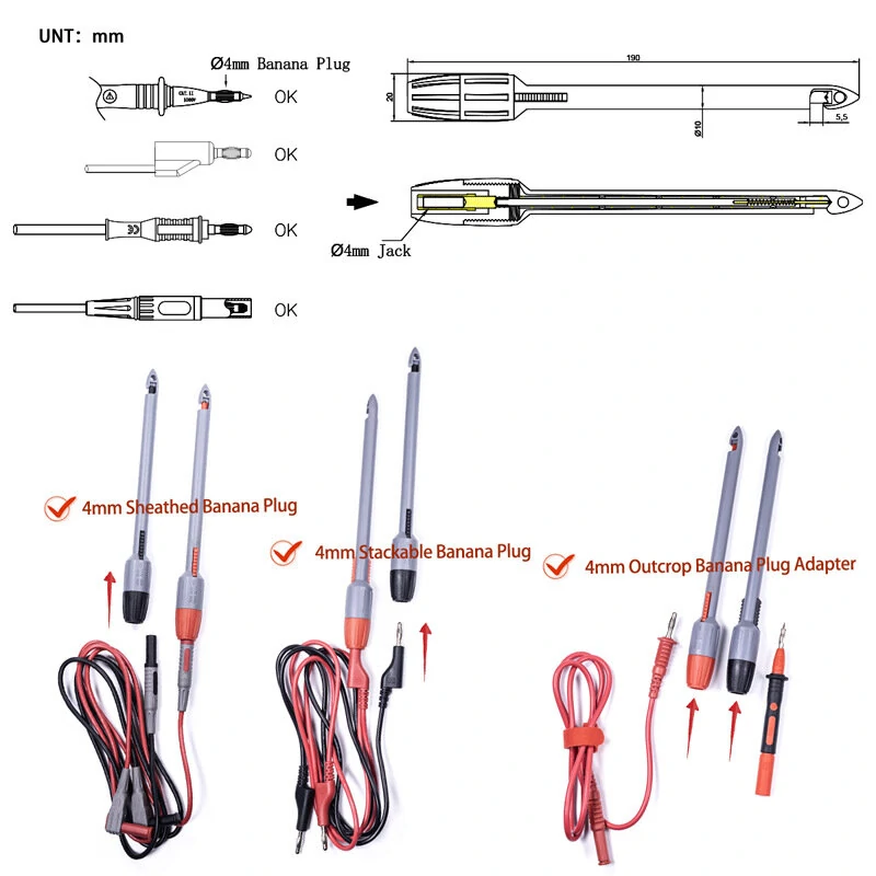 Universal Multimeter Piercing Probe with 4mm Banana Plug Non-Destructive for Auto Repair Testing Precise Readings Available in 2mm or 4mm Socket Sizes — view 6