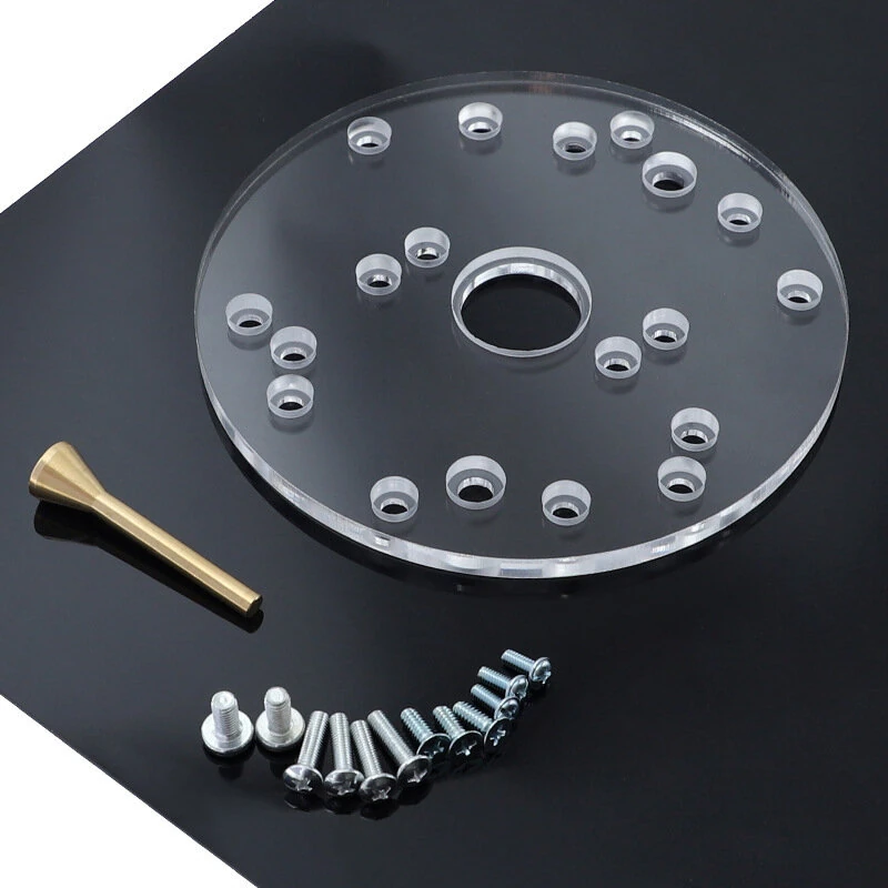 Universal Router base Plate Acrylic 7mm Thick with Brass Centering Pin and 11 Template Bushings for Precise Woodworking Trimming and Cutting — Pricio