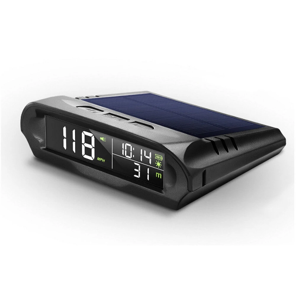 Universal Solar Power Digital GPS Car Speedometer Wireless HUD Display Mph KM/H Speedometer Time Speed Alarm Temperature Altitude — view 8