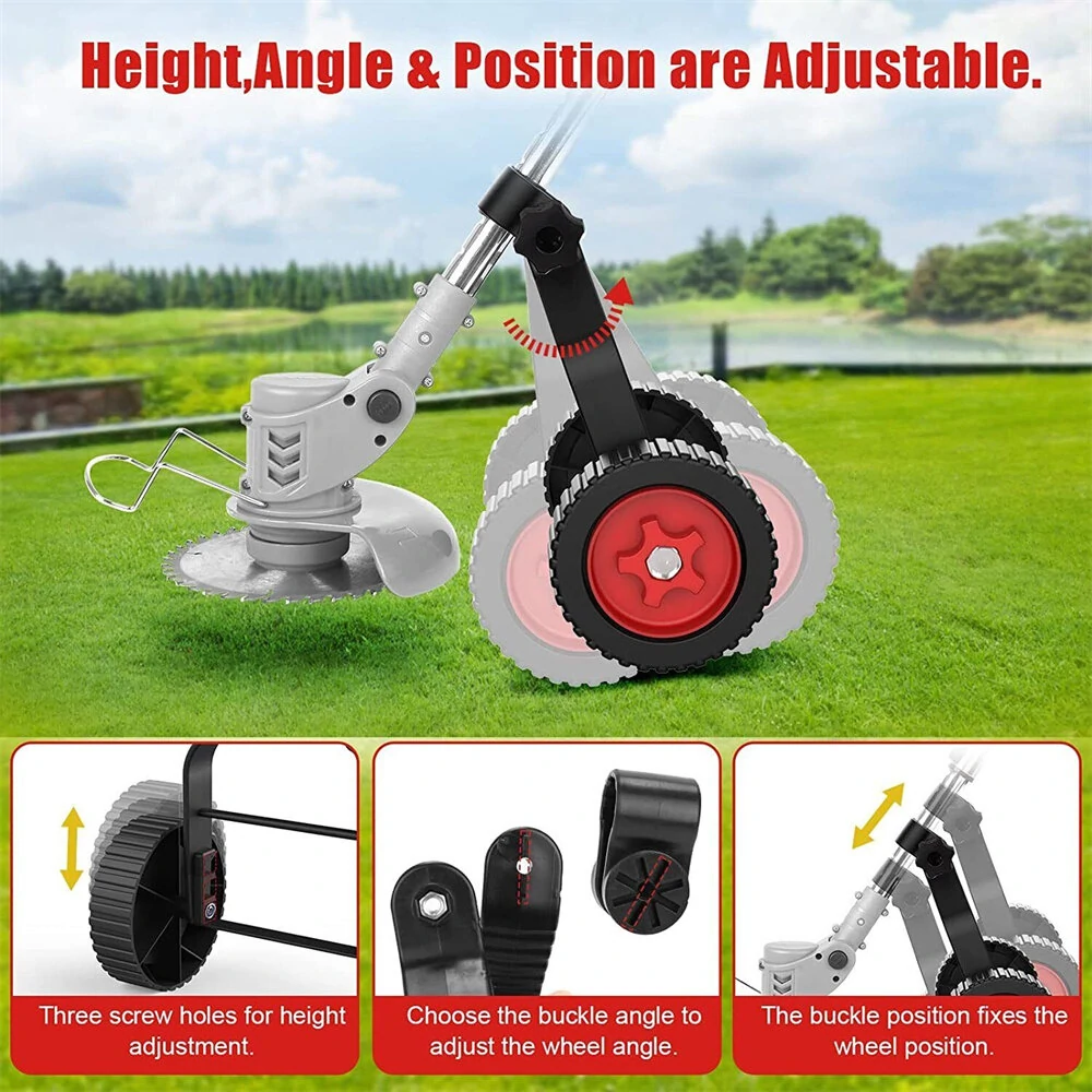 Universal String Trimmer Grass Eater Weed Cutter Adjustable Support Wheels Set for cordless grass trimmer free shipping — view 5
