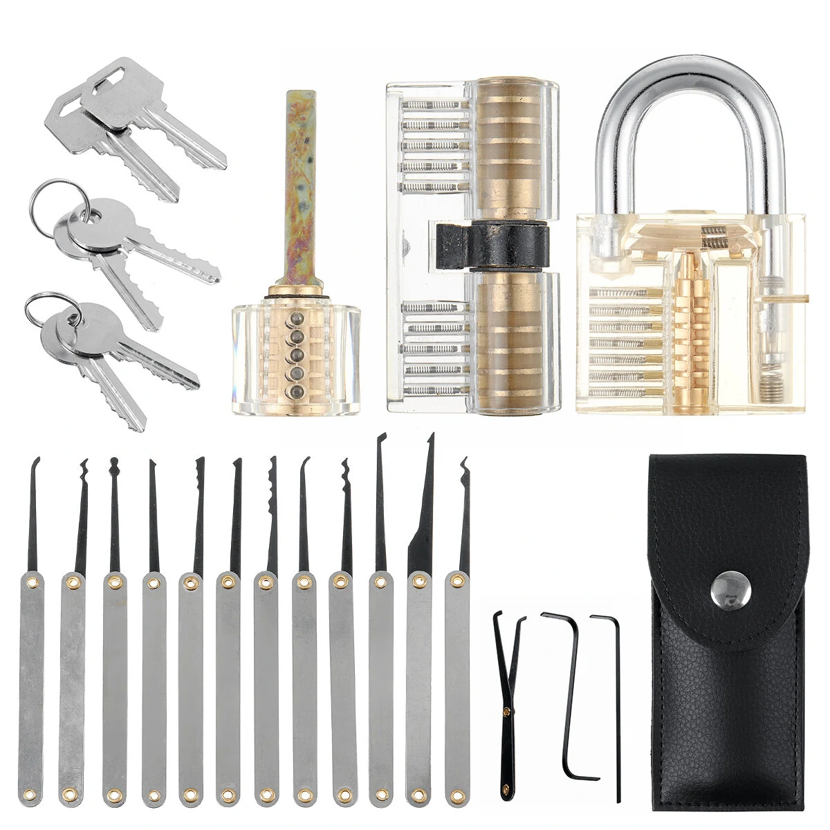 Unlocking Locksmith Practice Lock Pick Key Extractor Padlock Lockpick Tool Kits — Unlocking