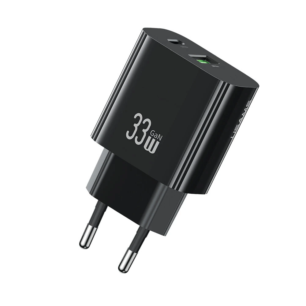 USAMS CC317 T65 33W 2-Port USB PD Charger USB-A+USB-C PD Fast Charging Wall Charger Adapter EU Plug for iPhone 16 16 Pro 15 14 13 Pro Max for Huawei Pura X for Xiaomi 15pro for Samsung Galaxy S25 Ultra — USAMS