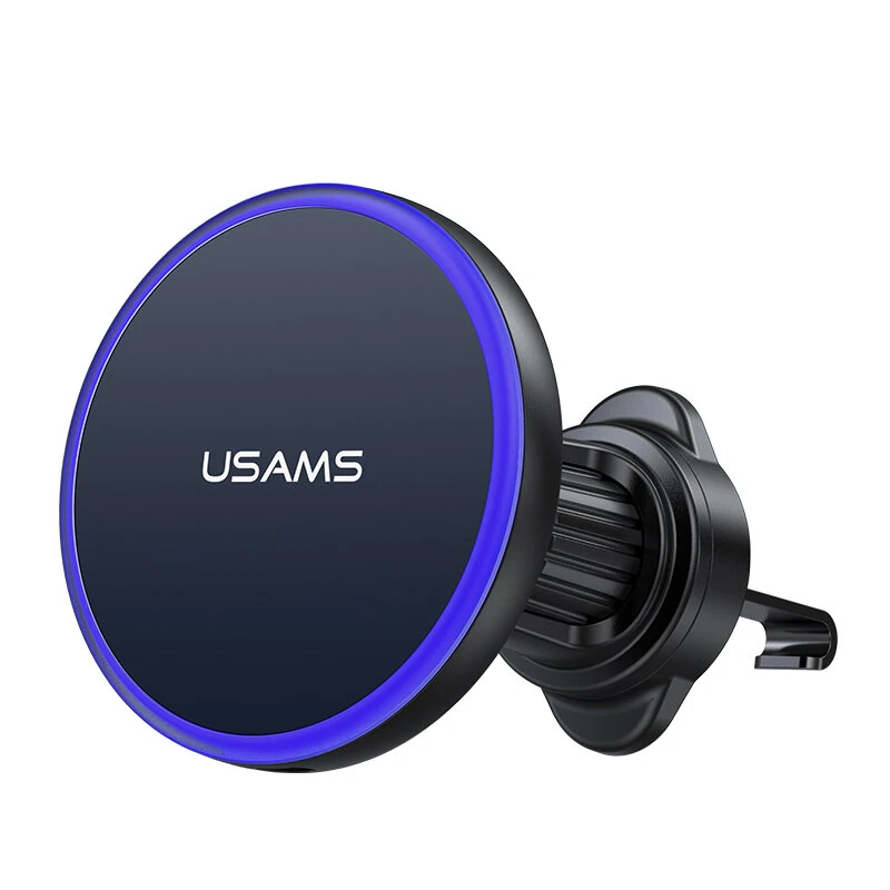 USAMS CD277 15W Magnetic Wireless Charger Car Phone Holder Fast Wireless Charging Bracket Car Air Vent Compatibility for Smart Phones for iPhone 17 17Pro 16 Pro Max 15 14 for Xiaomi 17pro for Huawei Mate XTs for OPPO — USAMS
