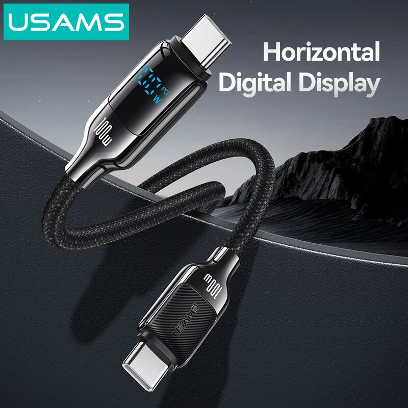 USAMS SJ742 100W Type-C to Type-C Digital Display Cable PD Fast Charging Data Transmission Thickened Copper Core Line 1.2M Long for iPhone 16 16 Pro 15 Pro Max for Samsung Galaxy Z Flip6 for Xiaomi MIX Fold4 — view 8