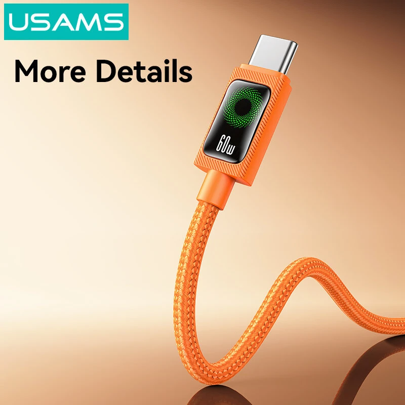 USAMS SJ773 U92 60W Type-C to Type-C Cable Fast Charging Data Transmission Thickened Copper Core Line 1.2M Long for iPhone 17 17Pro 16 15 Pro Max for Huawei Mate XTs for Xiaomi 17pro for SAMSUNG Galaxy Z Flip 7 — view 9