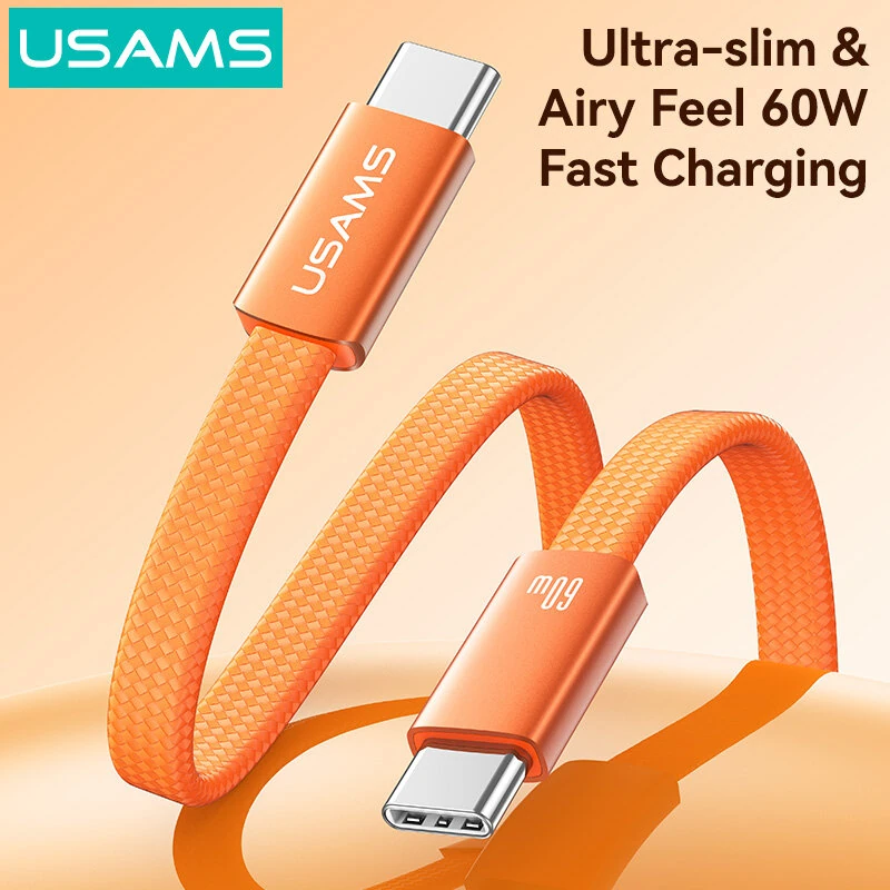 USAMS SJ783 U96 3A PD 60W Type-C to Type-C Cable PD QC AFC FCP Fast Charging Data Transmission Copper Core Line 1.2M Long for iPhone 17 17Pro 16 Pro Max 15 14 for Huawei Mate XTs for OPPO — view 3