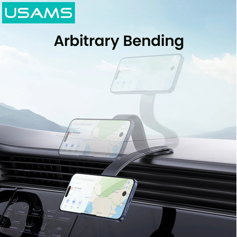 USAMS US-ZJ079 Magnetic Car Phone Holder Horizontal/Vertical Switchable Arbitrary Bending Cell Phone Mount Stand for iPhone 16 15 Pro 14 13 12 Pro Max for Huawei Mate XT for Xiaomi 15pro for Oppo A5 Pro — view 5