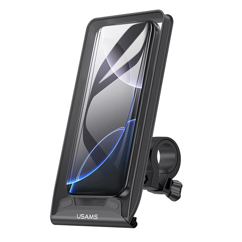 USAMS ZJ083 Waterproof Bike Phone Holder 360° Rotation Shockproof Compatible with 4.7-7.2 Inch Mobile Support Touchscreen Cycling Mount — USAMS