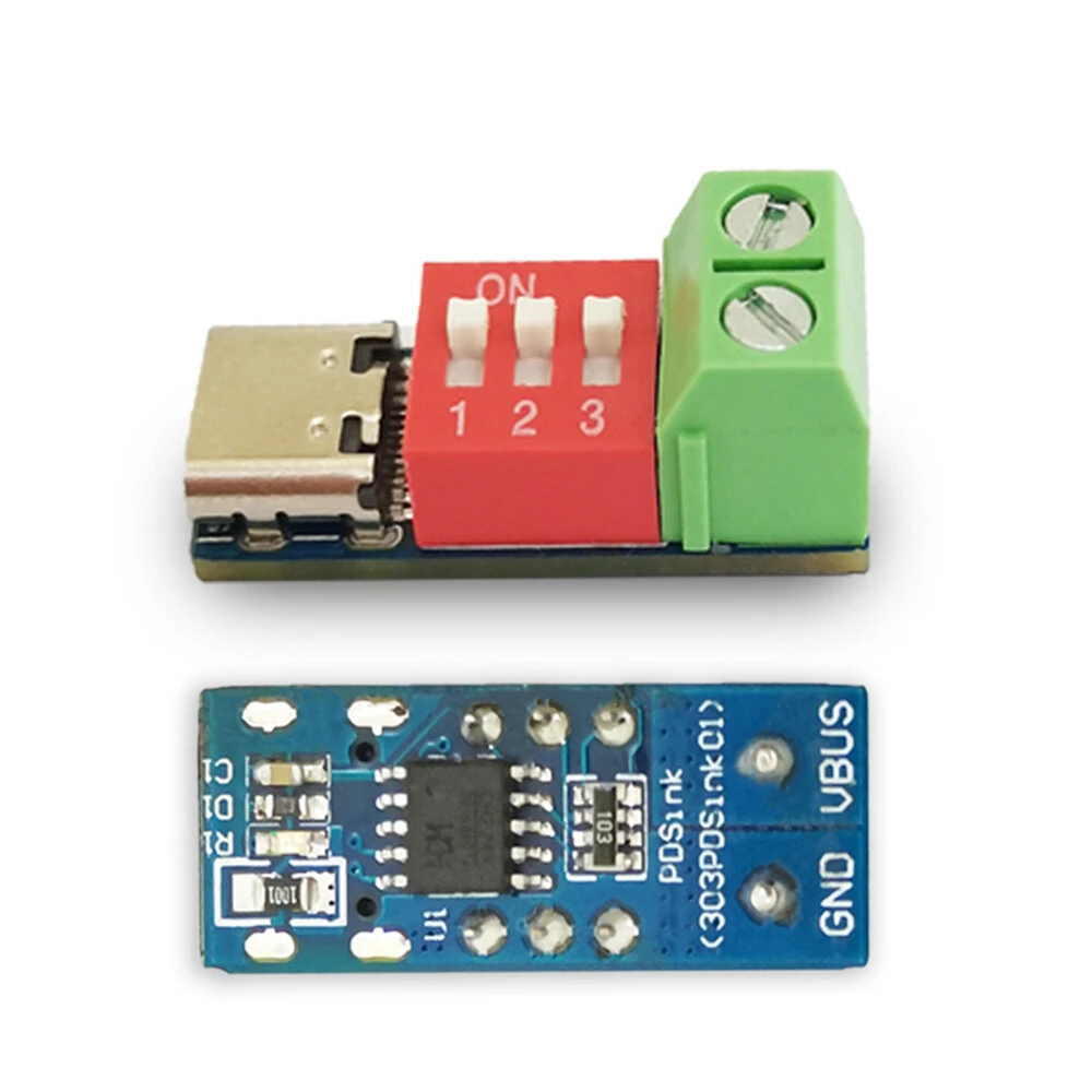 USB-C PD Trigger Board Module PDSink PD Decoy QC PD Fast Charging Test Board Adjustable Voltage 5~20V Dial Code Adjustment — view 2