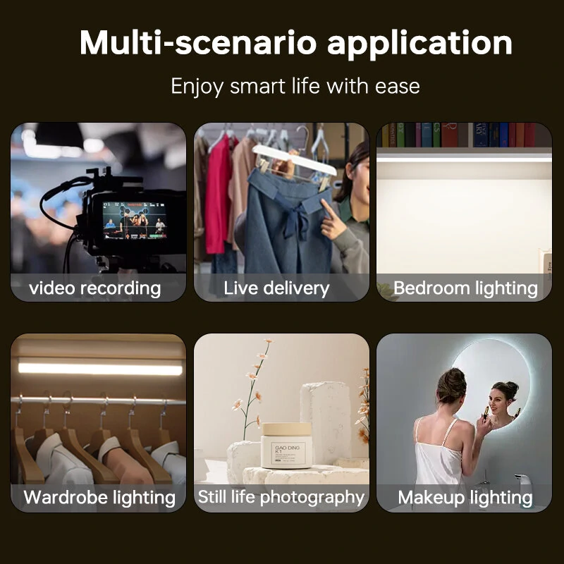 USB Charging 40cm LED Night Light 3 Color Adjustable 80LED 9 Levels Brightness Adjustment for Live Streaming Vlogging Makeup Photography — view 9