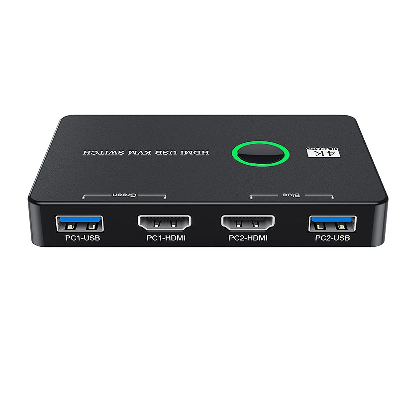 USB KVM Switch HDMI 2 Port Box USB and HDMI-Compatible Switch for 2 Computers Share Keyboard Mouse Printer and one HD Monitor USB Switch Splitter Support 4K@60Hz — view 3