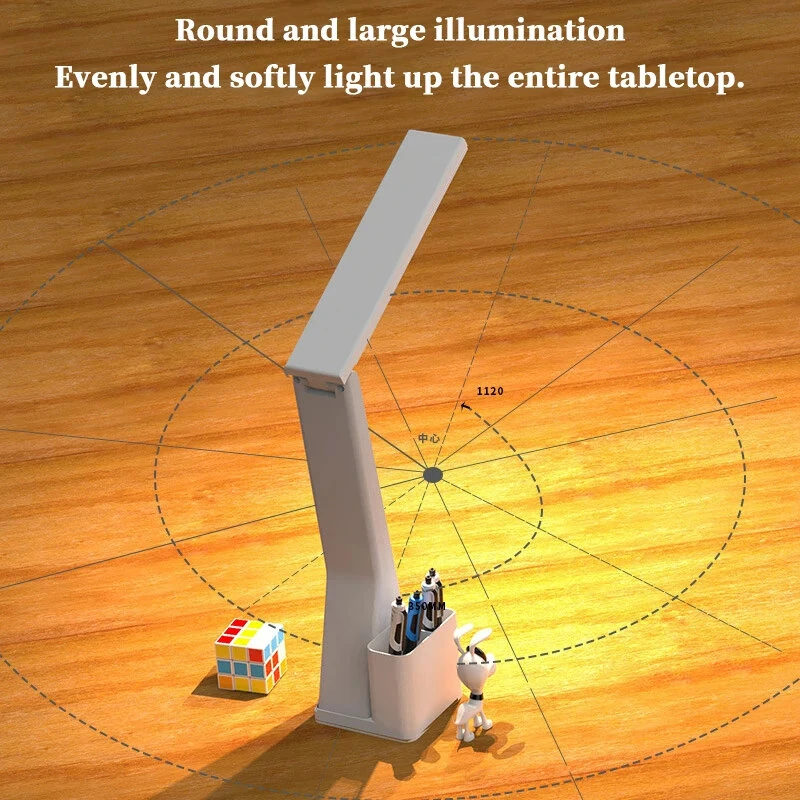 USB LED Desk Lamp Dimmable Touch Control with Calendar Temperature Clock Night Light Foldable Table Lamp for Study Reading Lamp — view 5