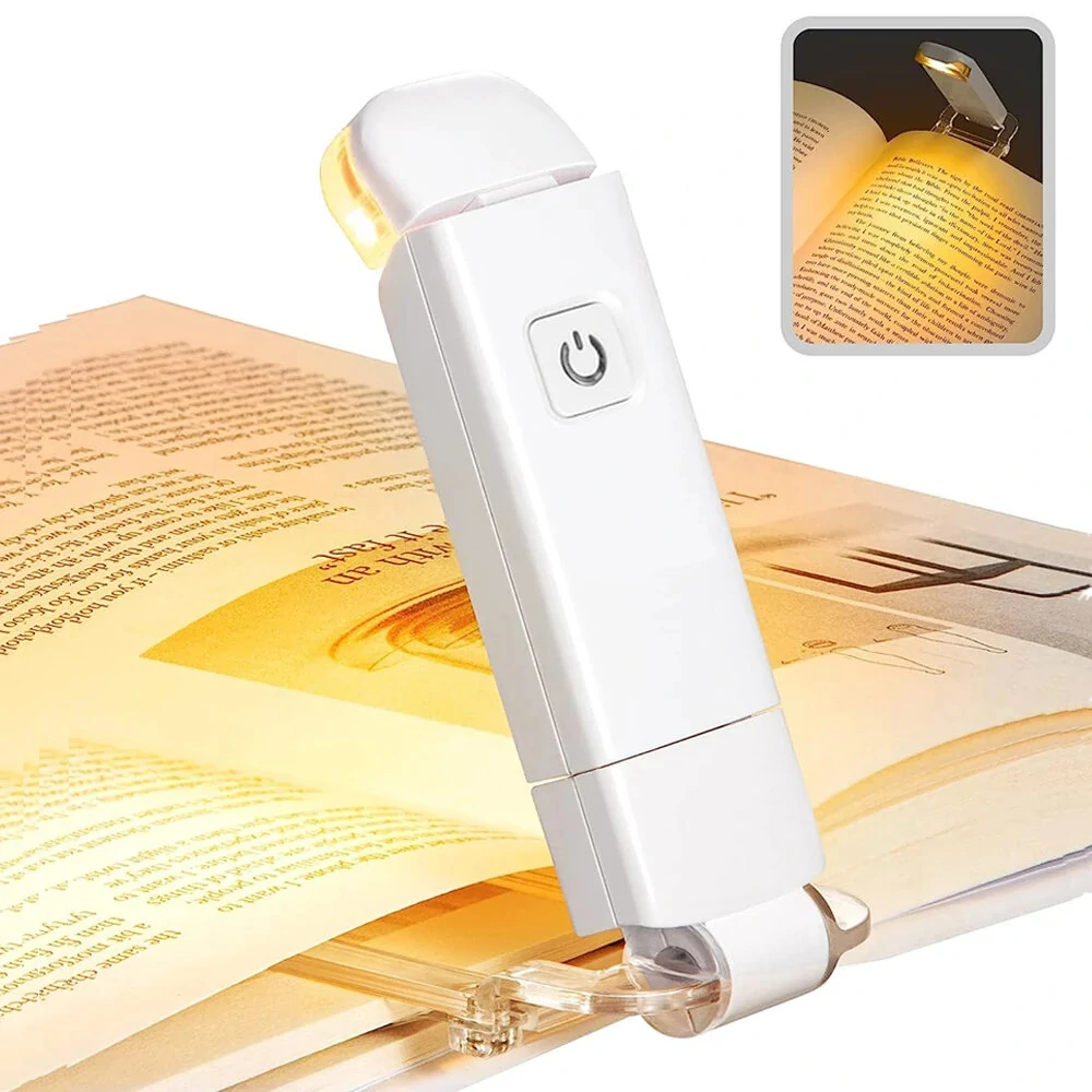 USB Rechargeable Book Reading Light Brightness Adjustable LED Clip on Book Light Eye Care Book Lamp for Kids Read Light — view 3