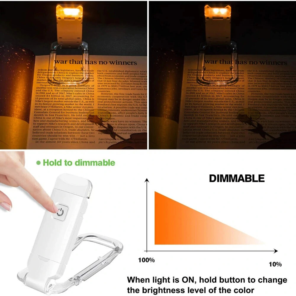 USB Rechargeable Book Reading Light Brightness Adjustable LED Clip on Book Light Eye Care Book Lamp for Kids Read Light — view 8
