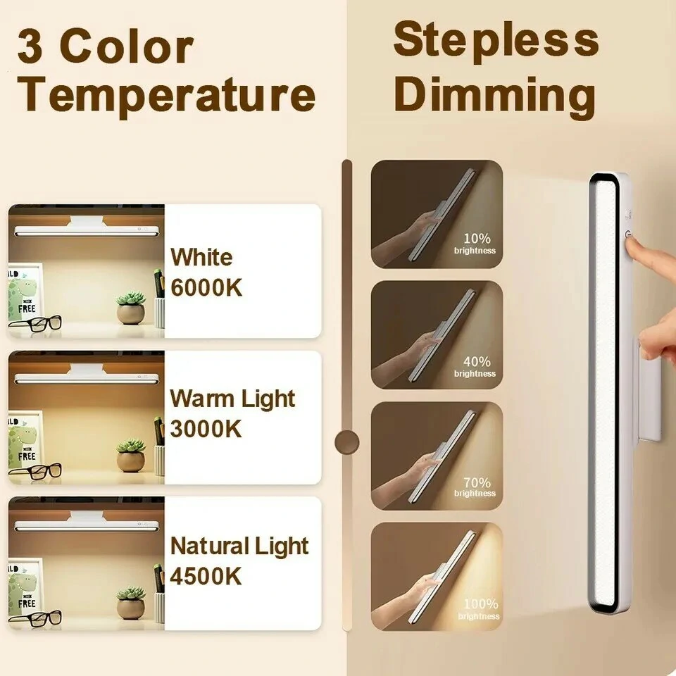 USB Rechargeable LED Desk Lamp Stepless Dimming Table Light Magnetic Hanging Lamp Bedroom Bedside Reading Table Lamps — view 5