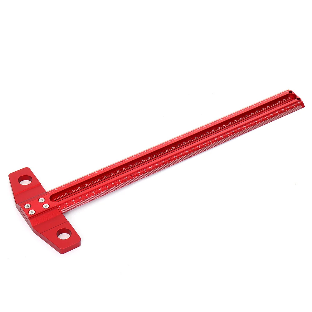 VEIKO 300/400/500/600mm Woodworking Line Scriber T-type Ruler 1mm Hole Crossed Ruler Aluminum Alloy Marking Gauge — VEIKO