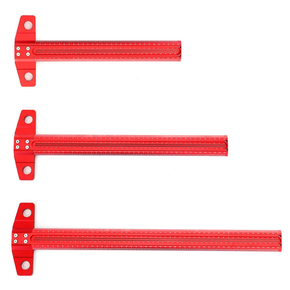 VEIKO 300/400/500/600mm Woodworking Line Scriber T-type Ruler 1mm Hole Crossed Ruler Aluminum Alloy Marking Gauge — view 3