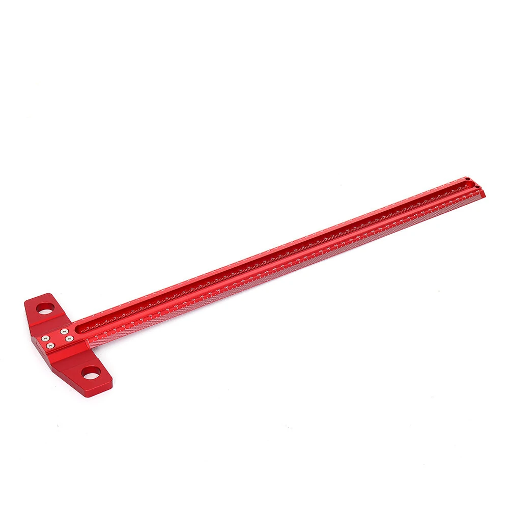 VEIKO 300/400/500/600mm Woodworking Line Scriber T-type Ruler 1mm Hole Crossed Ruler Aluminum Alloy Marking Gauge — view 4