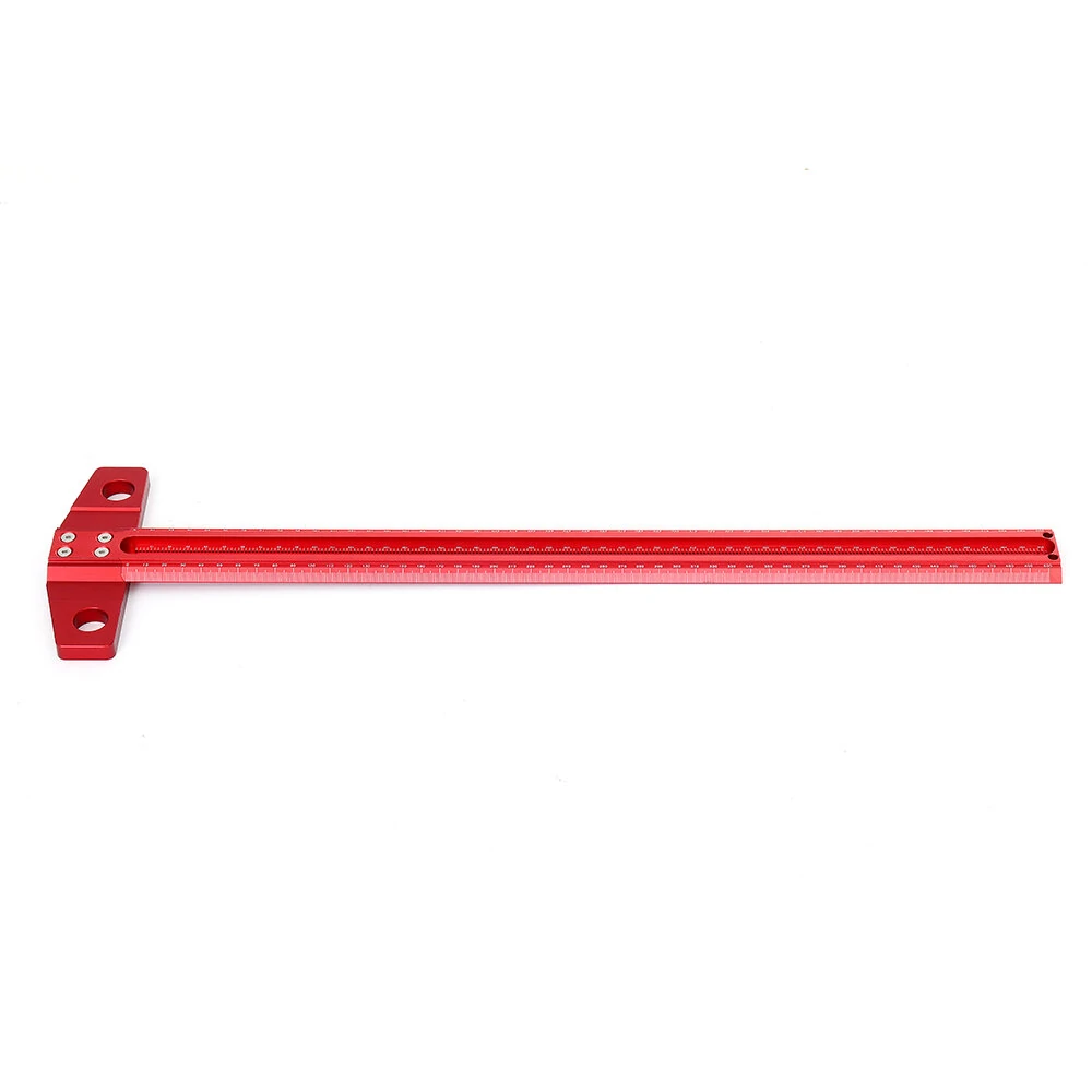 VEIKO 300/400/500/600mm Woodworking Line Scriber T-type Ruler 1mm Hole Crossed Ruler Aluminum Alloy Marking Gauge — view 5