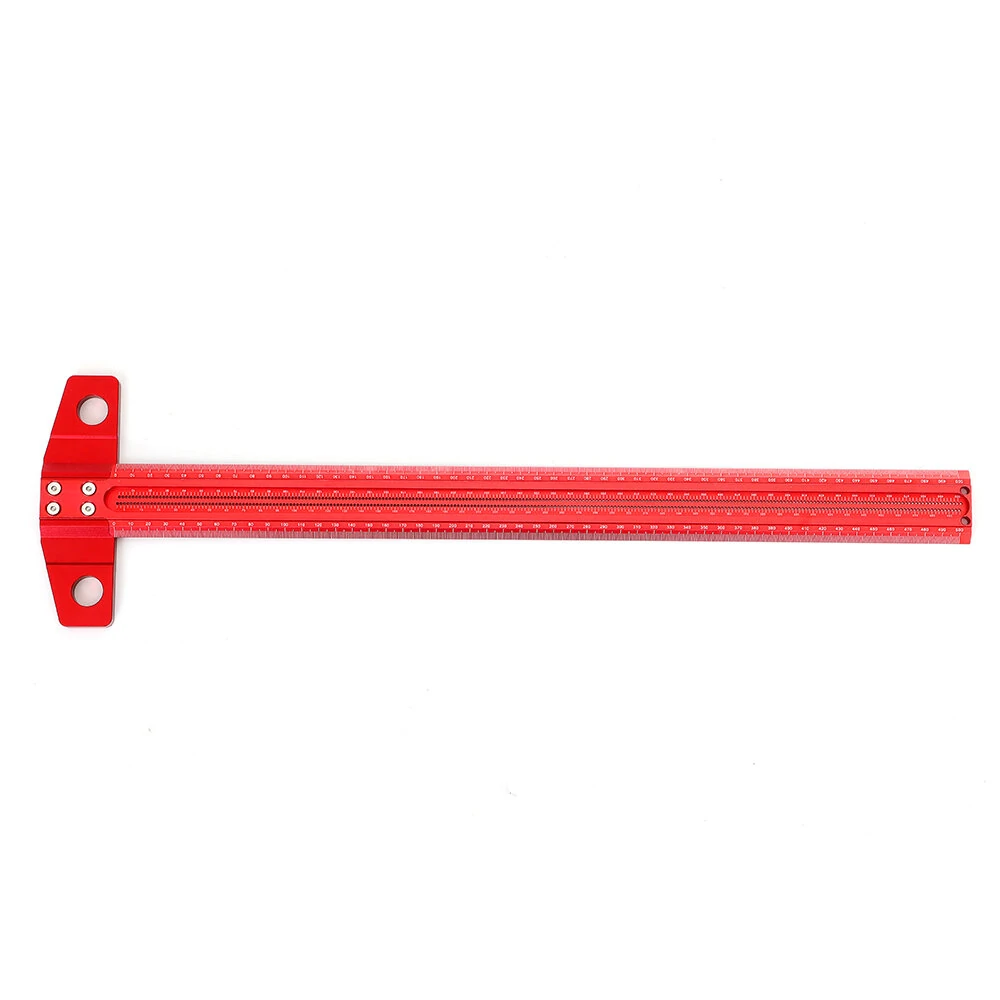 VEIKO 300/400/500/600mm Woodworking Line Scriber T-type Ruler 1mm Hole Crossed Ruler Aluminum Alloy Marking Gauge — view 6