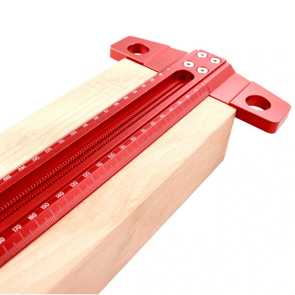 VEIKO 300/400/500/600mm Woodworking Line Scriber T-type Ruler 1mm Hole Crossed Ruler Aluminum Alloy Marking Gauge — view 7