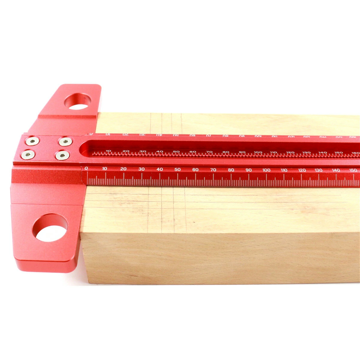 VEIKO 300/400/500/600mm Woodworking Line Scriber T-type Ruler 1mm Hole Crossed Ruler Aluminum Alloy Marking Gauge — view 8