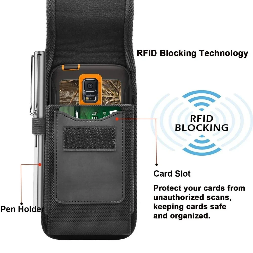 Vertical 5-7.5 inch Phone Holster Case Waist Bag with Belt Clip Portable Nylon Pouch Cover L-XXXL — view 2