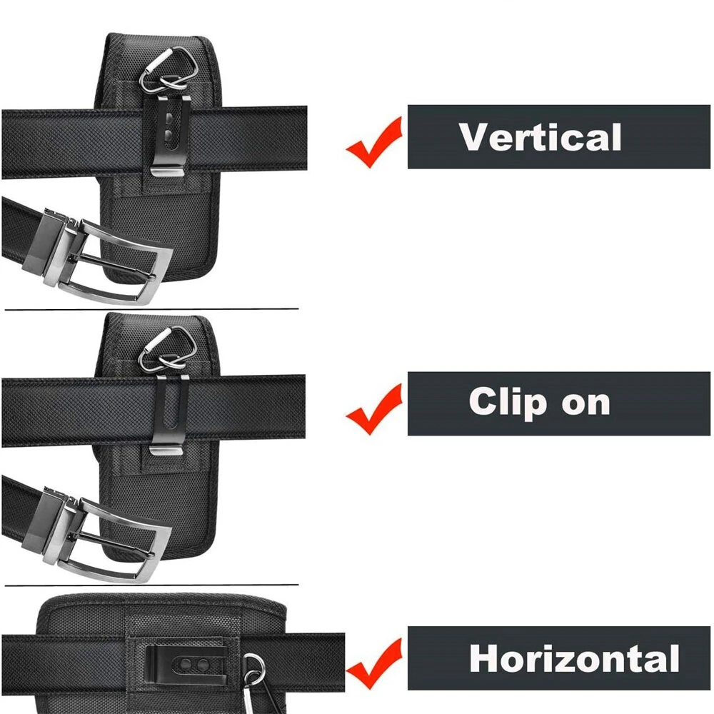 Vertical 5-7.5 inch Phone Holster Case Waist Bag with Belt Clip Portable Nylon Pouch Cover L-XXXL — view 4