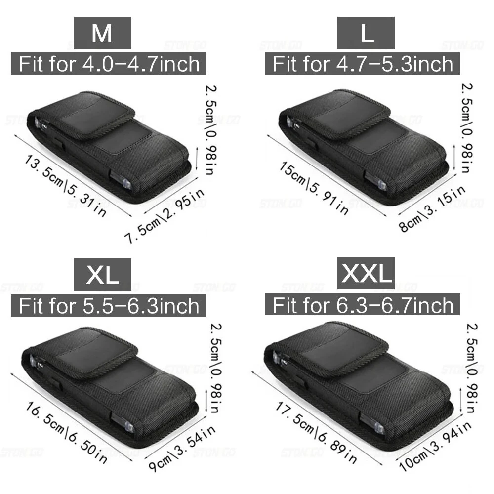 Vertical 5-7.5 inch Phone Holster Case Waist Bag with Belt Clip Portable Nylon Pouch Cover L-XXXL — view 8