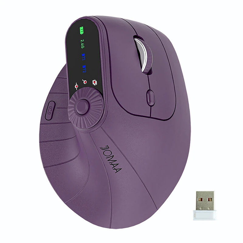 Vertical Ergonomics Wireless Mouse 2.4G/bluetooth 1000-2400DPI Type-C Rechargeable Silent Mice — Vertical
