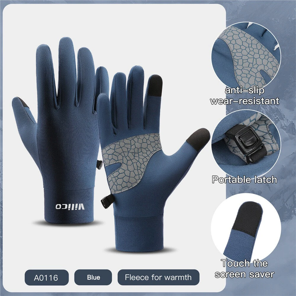 VILICO 1 Pair of Warm Winter Gloves Men Women Outdoor Sports Touchscreen Non-Slip Cycling Gloves Thin Edition with Velvet — view 10