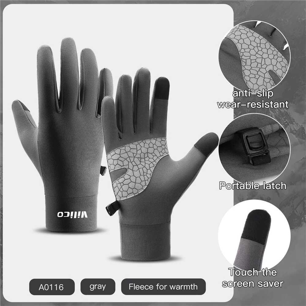 VILICO 1 Pair of Warm Winter Gloves Men Women Outdoor Sports Touchscreen Non-Slip Cycling Gloves Thin Edition with Velvet — view 11