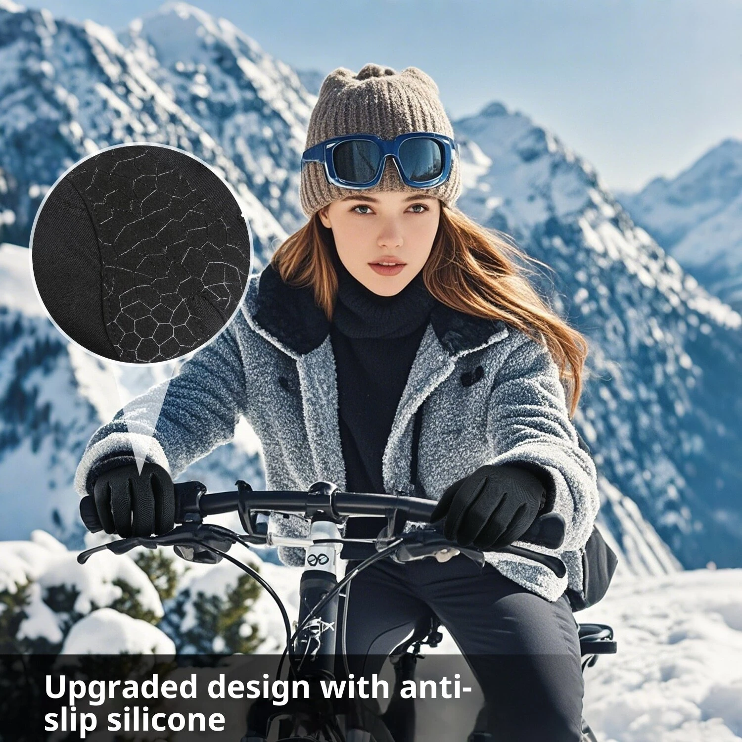 VILICO 1 Pair of Warm Winter Gloves Men Women Outdoor Sports Touchscreen Non-Slip Cycling Gloves Thin Edition with Velvet — view 3