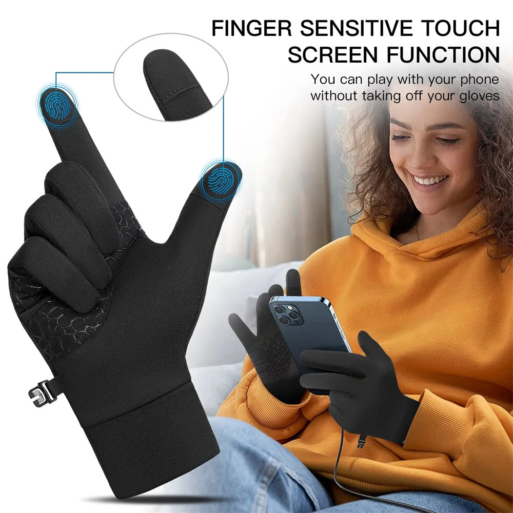 VILICO 1 Pair of Warm Winter Gloves Men Women Outdoor Sports Touchscreen Non-Slip Cycling Gloves Thin Edition with Velvet — view 4