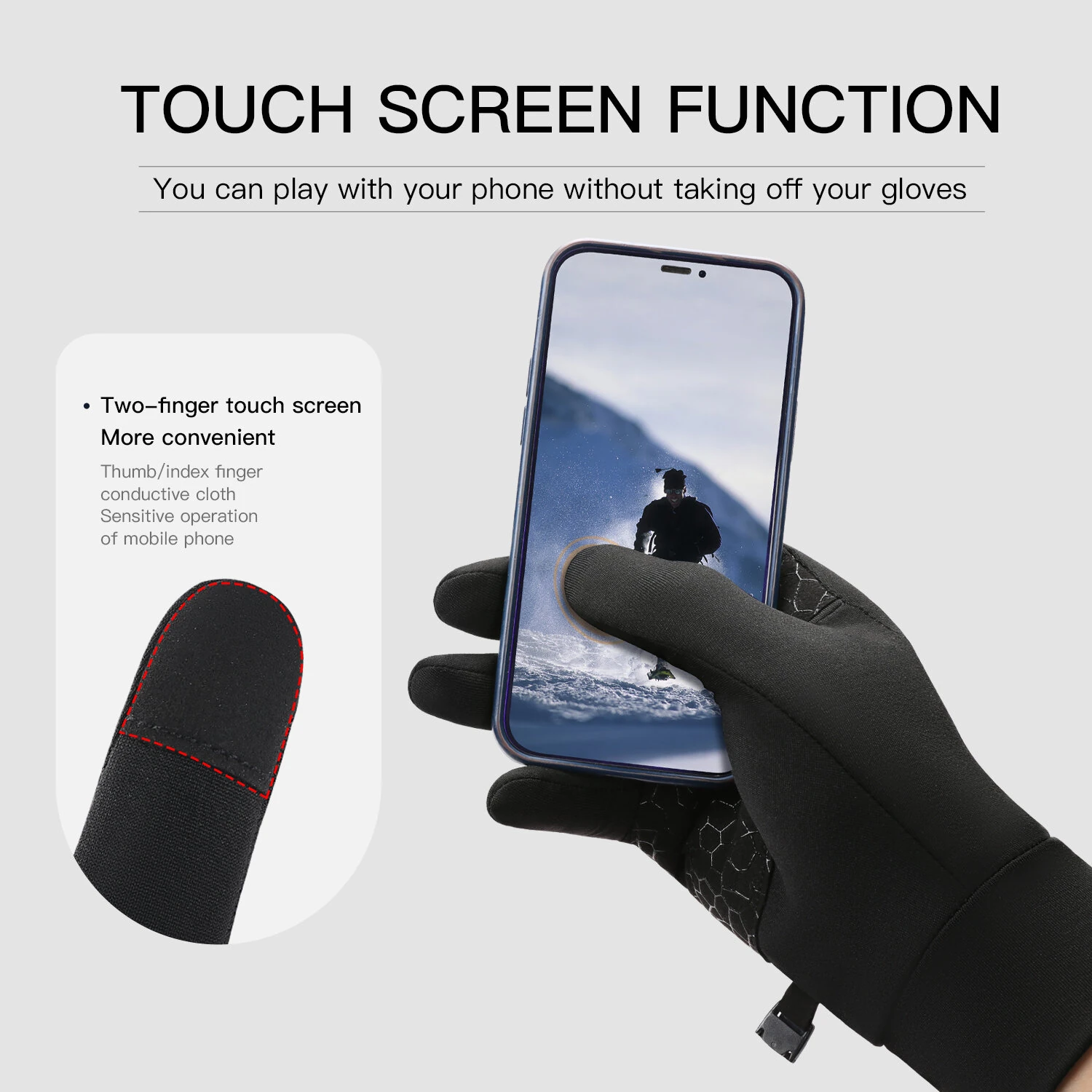 VILICO 1 Pair of Warm Winter Gloves Men Women Outdoor Sports Touchscreen Non-Slip Cycling Gloves Thin Edition with Velvet — view 5