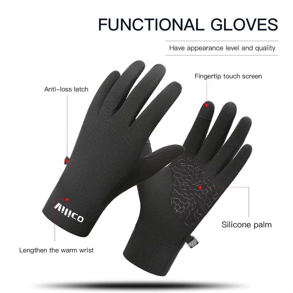VILICO 1 Pair of Warm Winter Gloves Men Women Outdoor Sports Touchscreen Non-Slip Cycling Gloves Thin Edition with Velvet — view 9