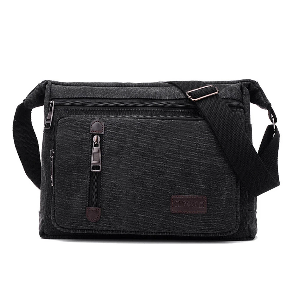 Vintage Canvas Crossbody Bag for Men Adjustable Strap Large Capacity Multi-Layer Zipper Messenger Bags for Outdoor Sports Travel — view 10