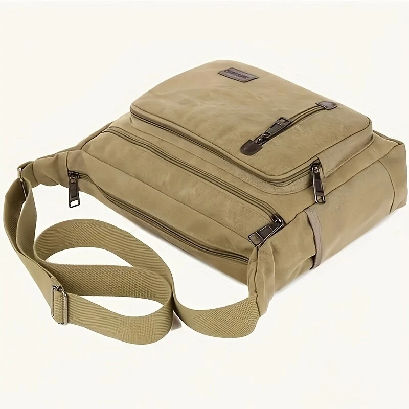 Vintage Canvas Crossbody Bag for Men Adjustable Strap Large Capacity Multi-Layer Zipper Messenger Bags for Outdoor Sports Travel — view 3