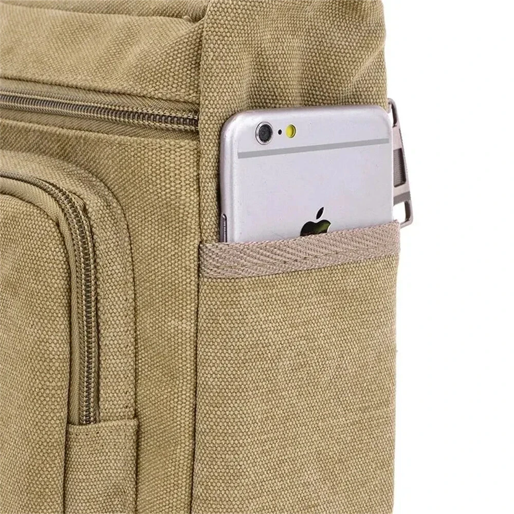 Vintage Canvas Crossbody Bag for Men Adjustable Strap Large Capacity Multi-Layer Zipper Messenger Bags for Outdoor Sports Travel — view 5