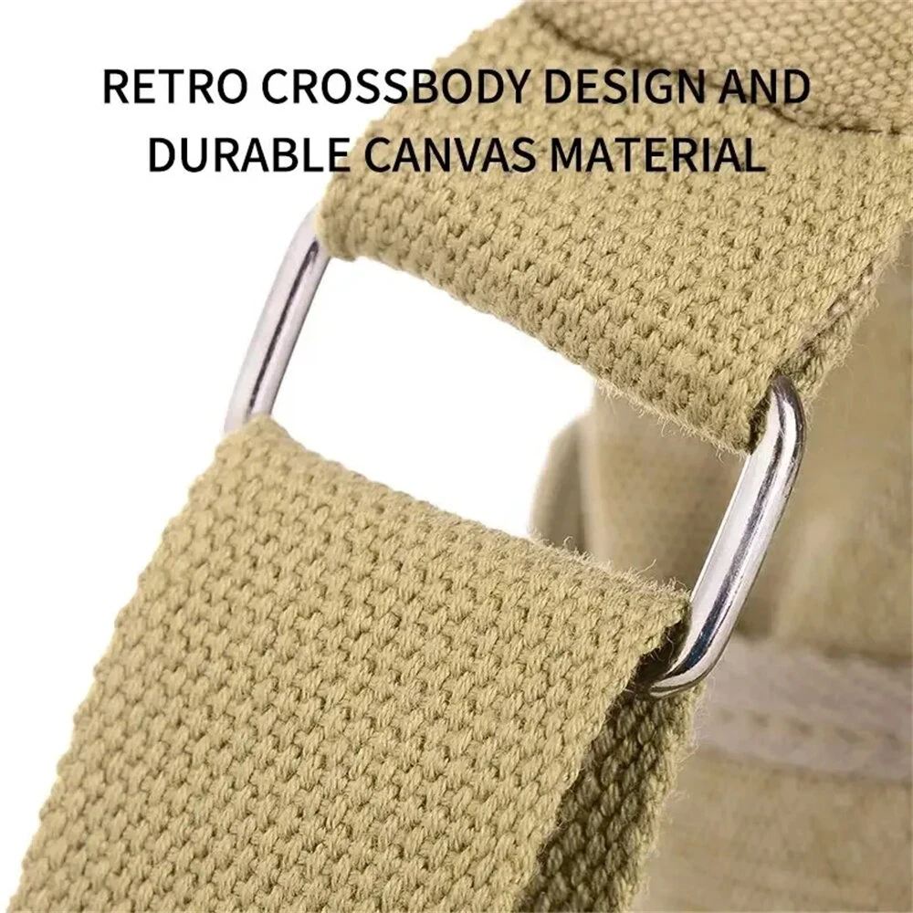 Vintage Canvas Crossbody Bag for Men Adjustable Strap Large Capacity Multi-Layer Zipper Messenger Bags for Outdoor Sports Travel — view 7