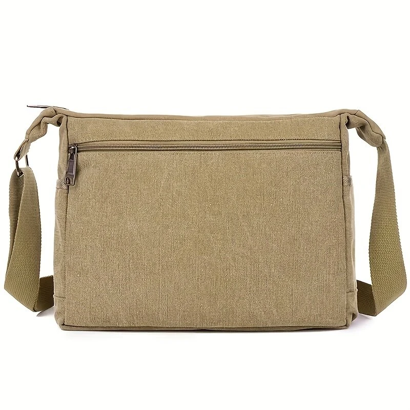 Vintage Canvas Crossbody Bag for Men Adjustable Strap Large Capacity Multi-Layer Zipper Messenger Bags for Outdoor Sports Travel — view 8